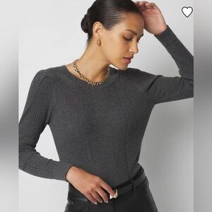 White House Black Market Charcoal Crewneck Cashmere Sweater